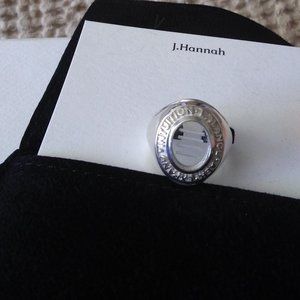 New with Box J. Hannah Class Ring Air Size 5.5, Sterling Silver and Quartz
